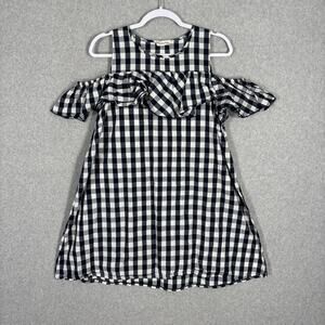 Southern Stitch Dress Juniors Large Navy Gingham Ruffle‎ Flowy Cottage Farmhouse